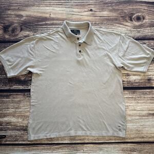 La Cabana Polo Shirt Mens Medium Tan Short Sleeve Casual Golf Athletic Top